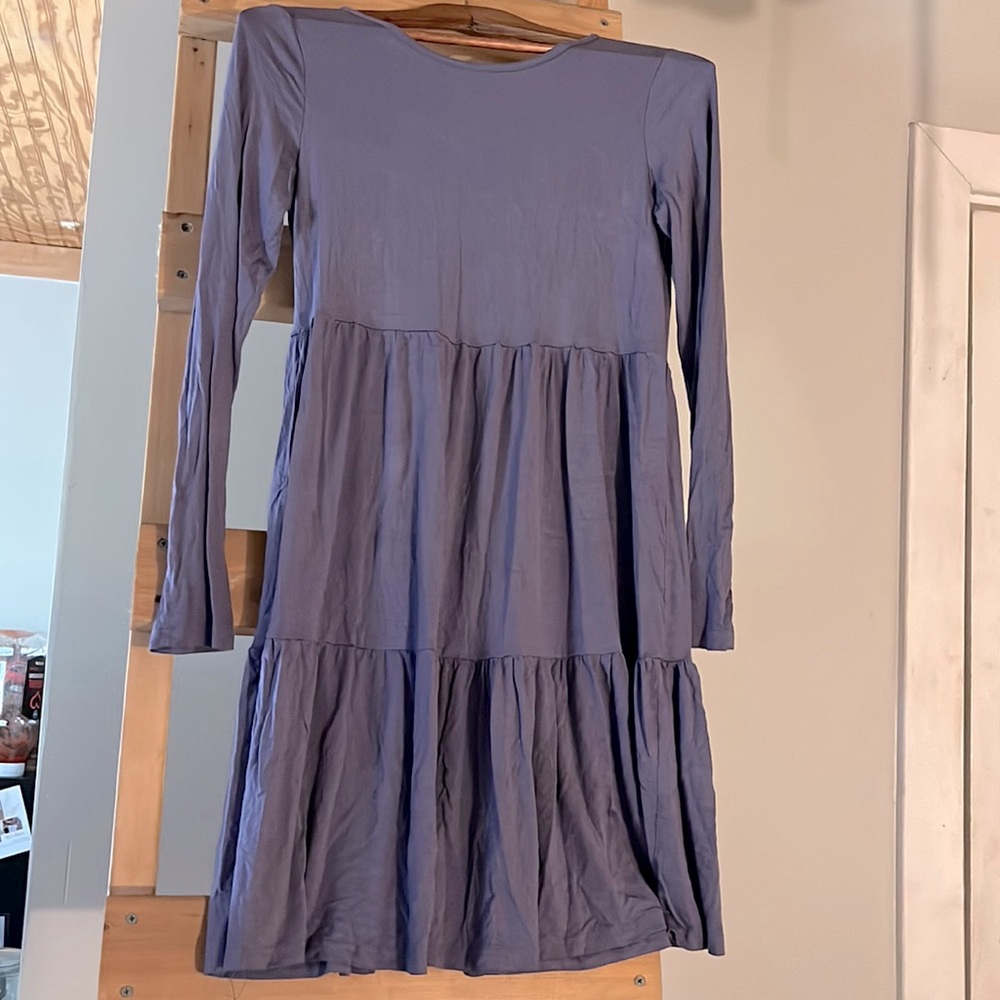 Women’s size Small Boho Cottagecore Purple Tiered Knit Dress long sleeved